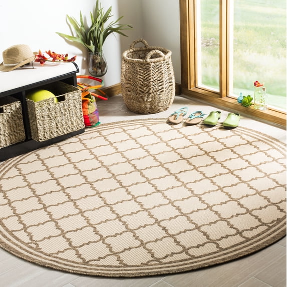 Safavieh Linden Danny Geometric Indoor/Outdoor Area Rug, Cream/Beige, 6'7" x 6'7" Round