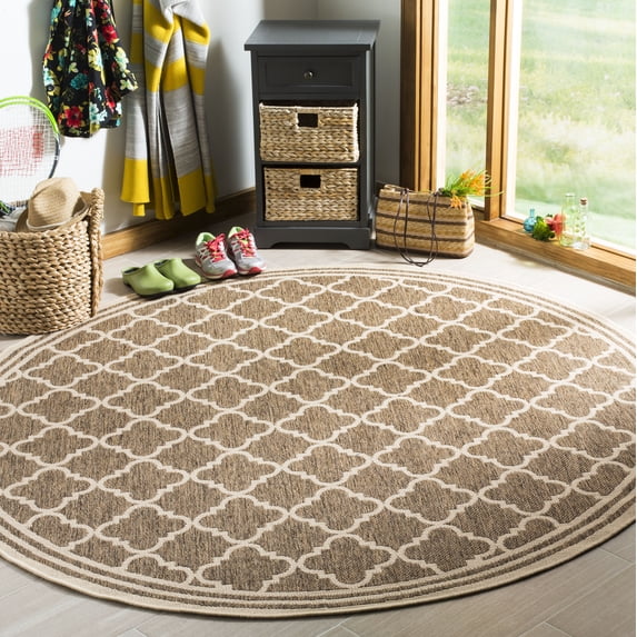 Safavieh Linden Danny Geometric Indoor/Outdoor Area Rug, Beige/Cream, 6'7" x 6'7" Round