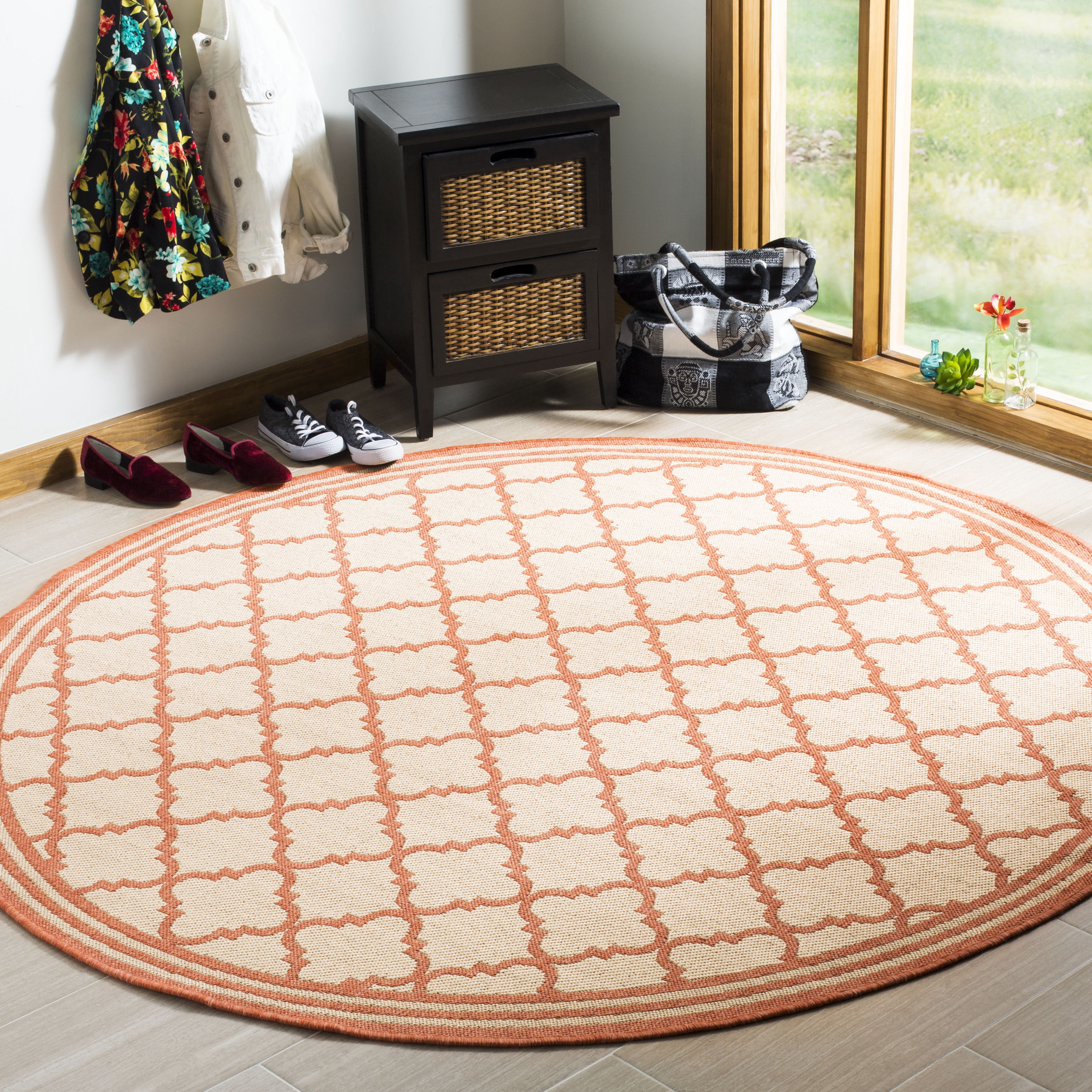 Cream And Rust Pattern Rug Safavieh Linden Danny Geometric Indoor/Outdoor Area Rug, Cream/Rust, 6 ...