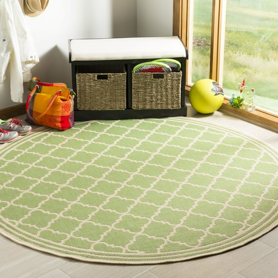 Safavieh Linden Danny Geometric Indoor/Outdoor Area Rug, Olive/Cream, 6'7" x 6'7" Round
