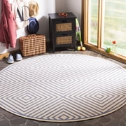 Safavieh Linden Amelia Geometric Indoor/Outdoor Area Rug, Cream/Blue, 6'7" x 6'7" Round