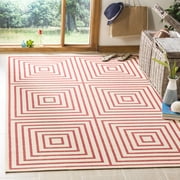 Safavieh Linden Amelia Geometric Indoor/Outdoor Area Rug, Red/Creme, 6'7" x 6'7" Square