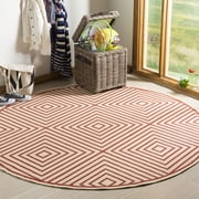 Safavieh Linden Amelia Geometric Indoor/Outdoor Area Rug, Red/Creme, 6'7" x 6'7" Round