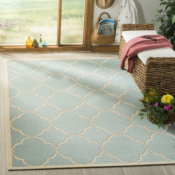 Safavieh Linden Ognena Geometric Indoor/Outdoor Area Rug, Aqua/Cream, 9' x 12'