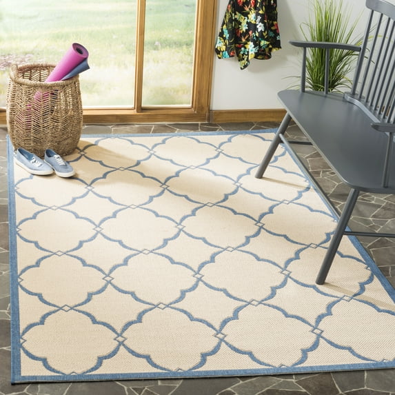 Safavieh Linden Ognena Geometric Indoor/Outdoor Area Rug, Cream/Blue, 6'7" x 6'7" Square