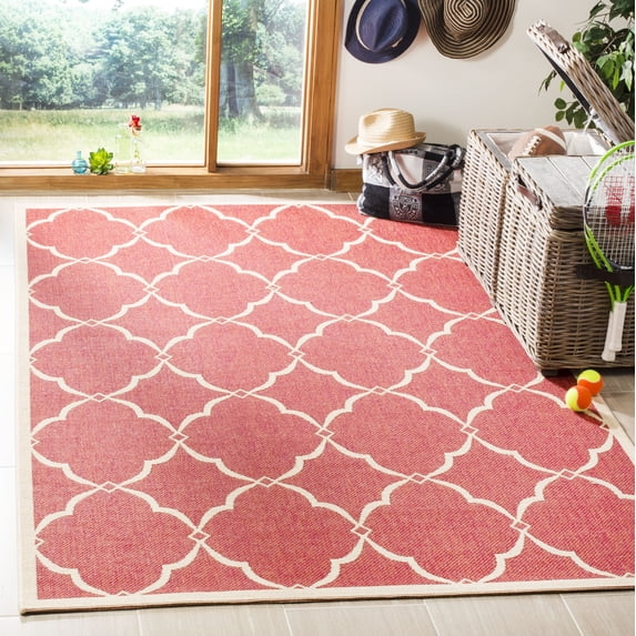 Safavieh Linden Ognena Geometric Indoor/Outdoor Area Rug, Red/Creme, 4' x 6'