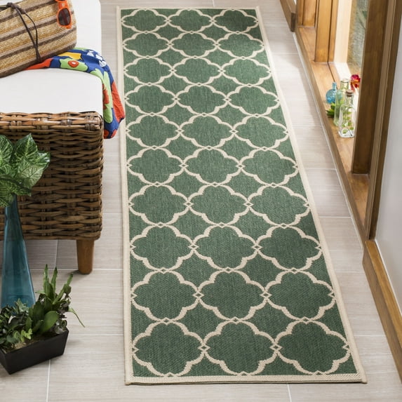 Safavieh Linden Ognena Geometric Indoor/Outdoor Runner Rug, Green/Creme, 2'2" x 8'