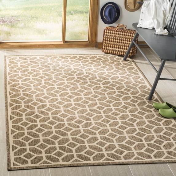 Safavieh Linden Rug Collection Power Loomed Beige/Cream Geometric Area Rugs, 6'7" X 6'7" Square