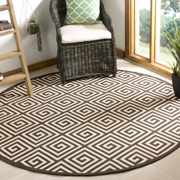 Safavieh Linden Joetta Geometric Indoor/Outdoor Area Rug, Creme/Brown, 6'7" x 6'7" Round