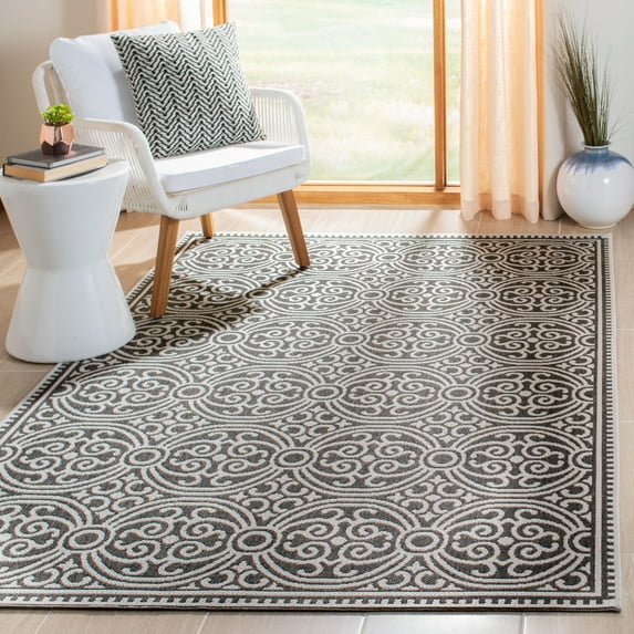 SAFAVIEH Outdoor LND134A Linden Light Grey / Charcoal Rug