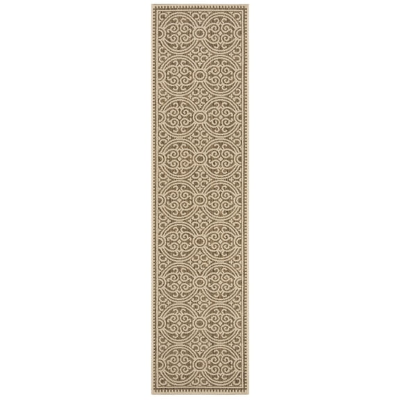 SAFAVIEH Linden Odetta Geometric Indoor/Outdoor Runner Rug, Cream/Beige, 2'2" x 12'