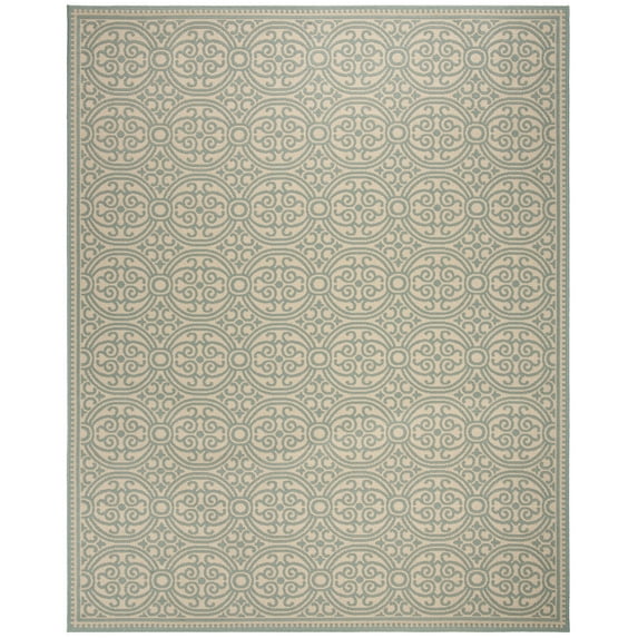SAFAVIEH Linden Odetta Geometric Indoor/Outdoor Area Rug, Aqua/Cream, 9' x 12'