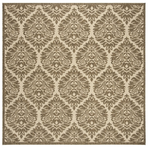 SAFAVIEH Linden Bryony Geometric Indoor/Outdoor Area Rug, Cream/Beige, 6'7" x 6'7" Square