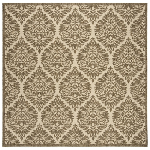 SAFAVIEH Linden Bryony Geometric Indoor/Outdoor Area Rug, Cream/Beige, 6'7" x 6'7" Square