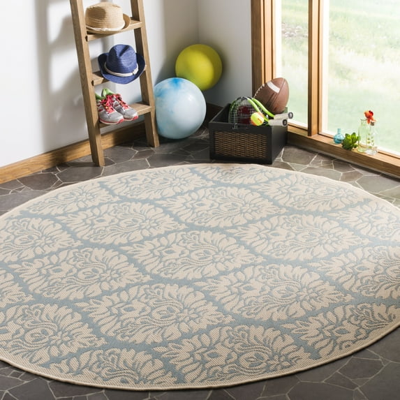 SAFAVIEH Outdoor LND135K Linden Collection Aqua / Cream Rug