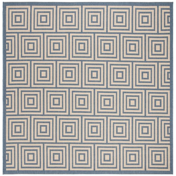 SAFAVIEH Outdoor LND173N Linden Collection Cream / Blue Rug