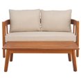 thumbnail image 1 of SAFAVIEH Owen 2-Piece Teak Outdoor Conversation Set, Natural/Taupe, 1 of 13