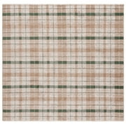 SAFAVIEH Oxford Plaids Paylynn Plaid Area Rug, Beige/Green, 6'7" x 6'7" Square