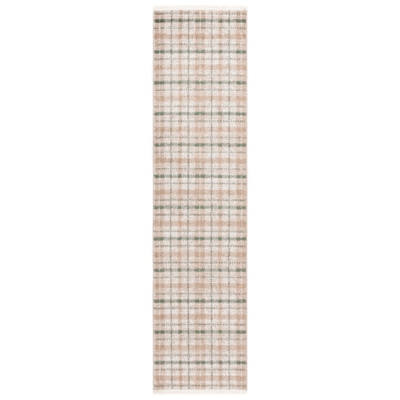 SAFAVIEH Oxford Plaids Paylynn Plaid Runner Rug, Beige/Green, 2' x 8'