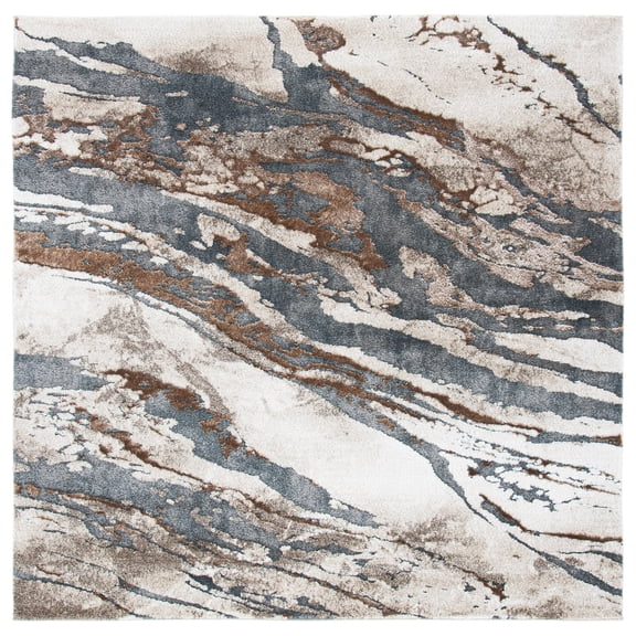 SAFAVIEH Pacific Nick Abstract Area Rug, Dark Grey/Beige, 10' x 10' Square