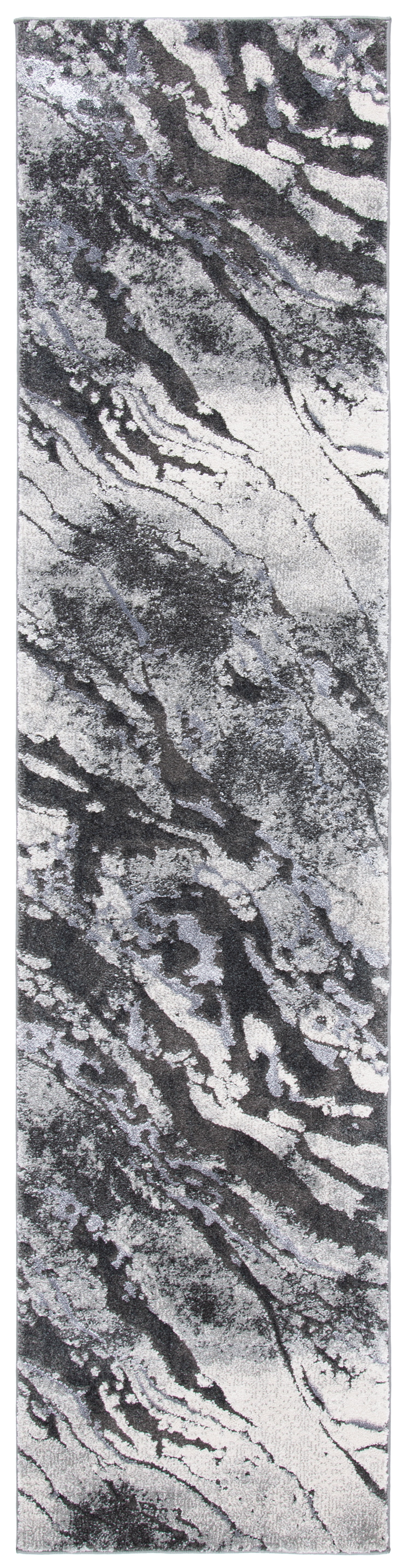 Pacific Gray Marble Design Synthetic Runner Rug