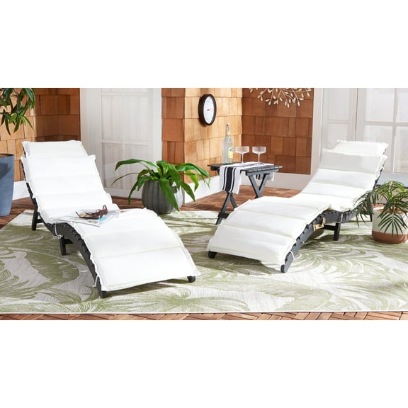 SAFAVIEH Pacifica Outdoor Patio 3 Piece Lounge Set, Black/Beige