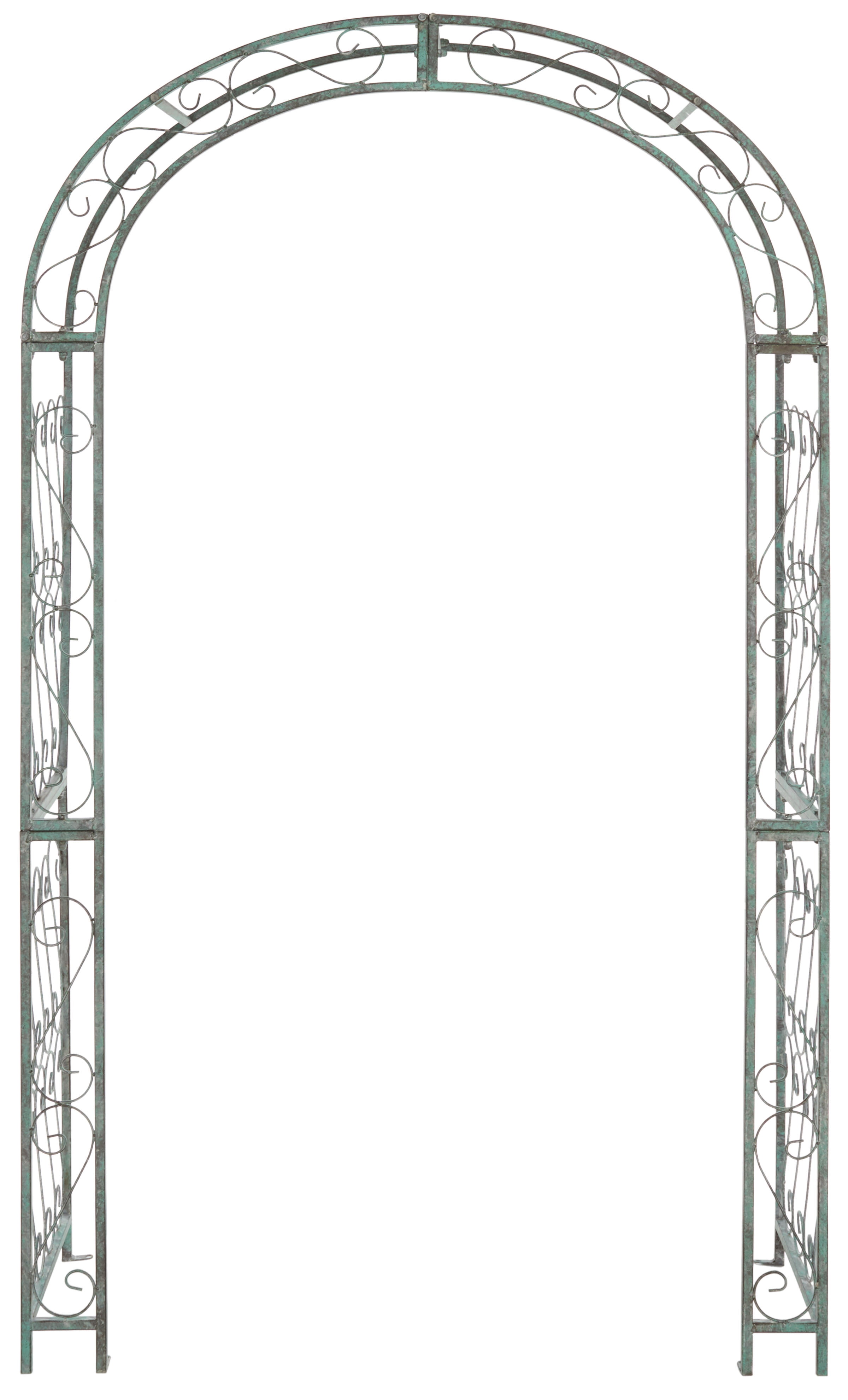 Antique Green Iron Garden Trellis Arch Arbor