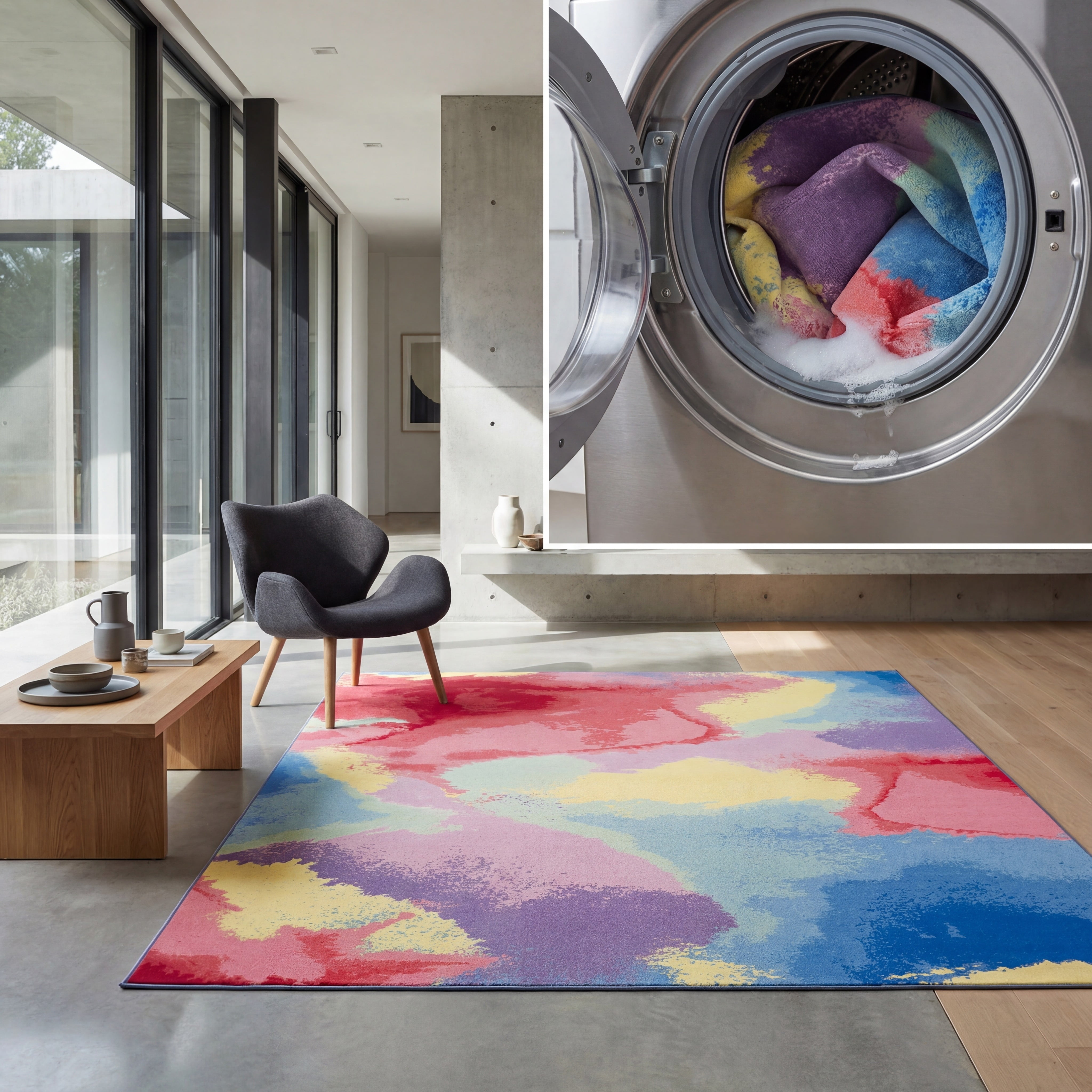 SAFAVIEH Paint Brush Abraham Colorful Area Rug, Fuchsia/Yellow, 3' x 5'