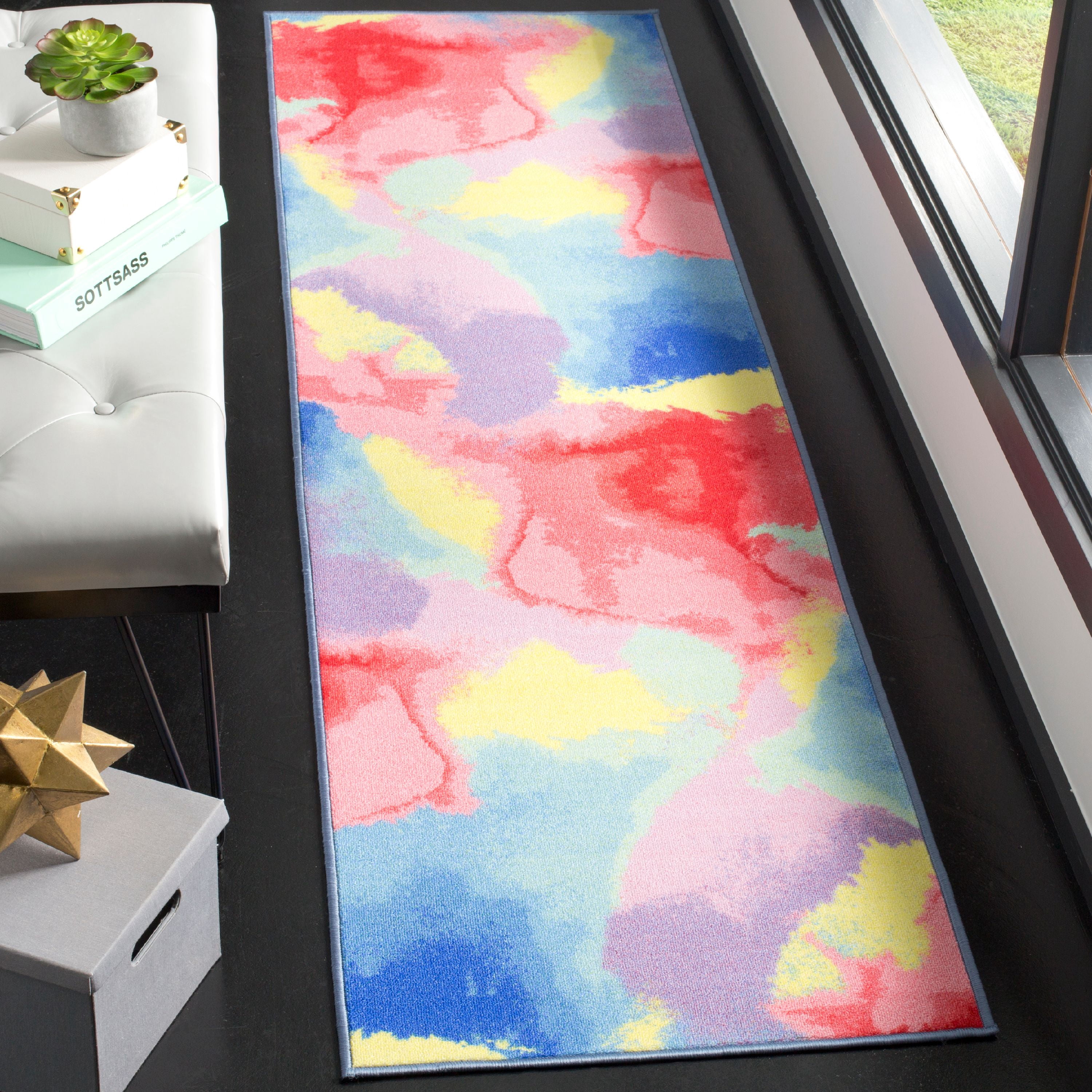 SAFAVIEH Paint Brush Abraham Colorful Runner Rug, Fuchsia/Yellow, 2'3 ...