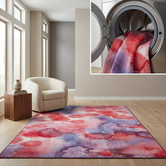 SAFAVIEH Paint Brush Amber Colorful Area Rug, Fuchsia/Lavender, 8' x 10'