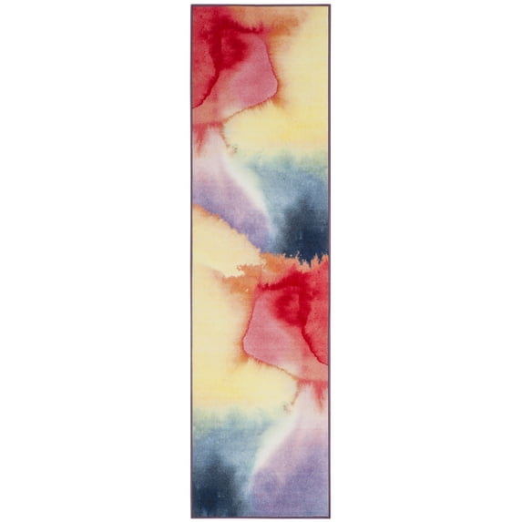 SAFAVIEH Paint Brush Barclay Novelty Machine Washable Runner Rug, Fuchsia/Yellow, 2'2" x 6'