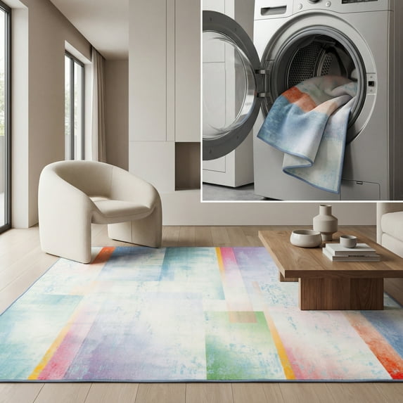 SAFAVIEH Paint Brush Brooke Abstract Area Rug, Blue/Green, 3'3" x 5'3"