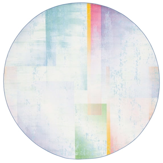 SAFAVIEH Paint Brush Brooke Abstract Area Rug, Blue/Green, 6'7" x 6'7" Round