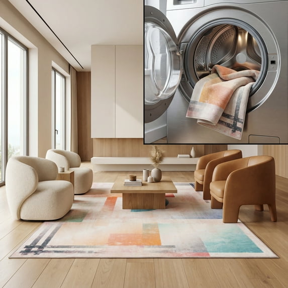 SAFAVIEH Paint Brush Dayna Abstract Area Rug, Pink/Blue, 8'9" x 12'