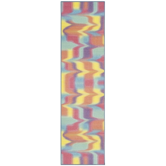 SAFAVIEH Paint Brush Evette Abstract Machine Washable Runner Rug, Fuchsia/Yellow, 2'2" x 10'