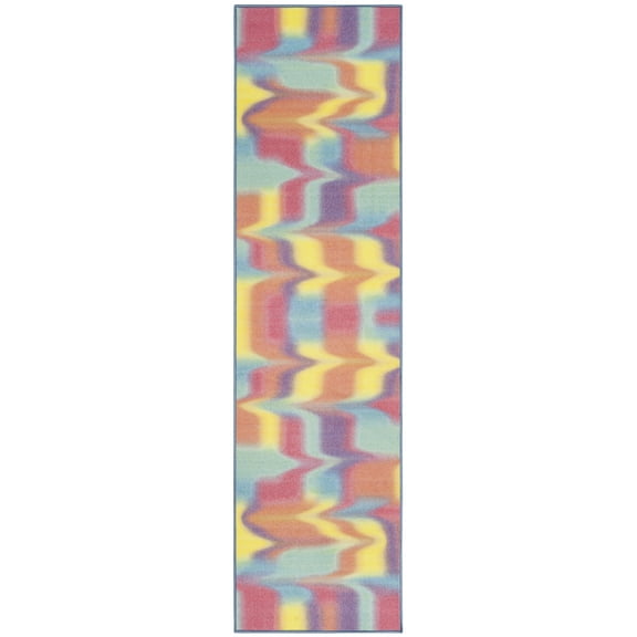 SAFAVIEH Paint Brush Evette Abstract Machine Washable Runner Rug, Fuchsia/Yellow, 2'2" x 6'