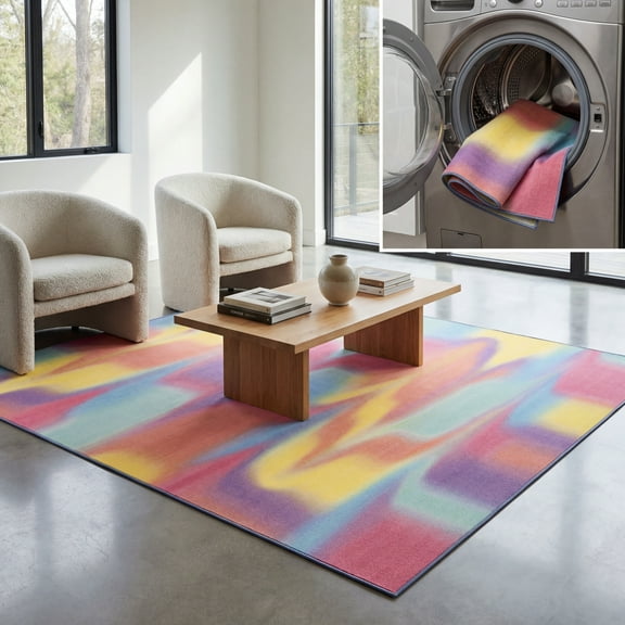 SAFAVIEH Paint Brush Evette Colorful Area Rug, Fuchsia/Yellow, 3' x 5'