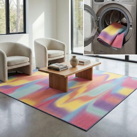 SAFAVIEH Paint Brush Evette Colorful Area Rug, Fuchsia/Yellow, 4' x 6'