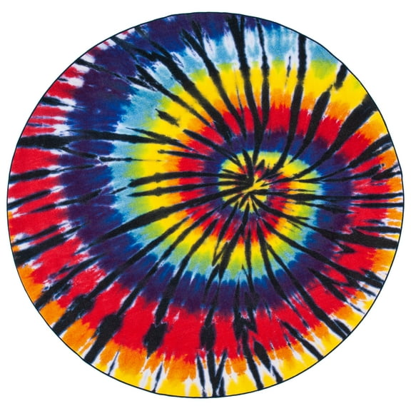 SAFAVIEH Paint Brush Lawanda Abstract Machine Washable Area Rug, Fuchsia/Yellow, 6'7" x 6'7" Round