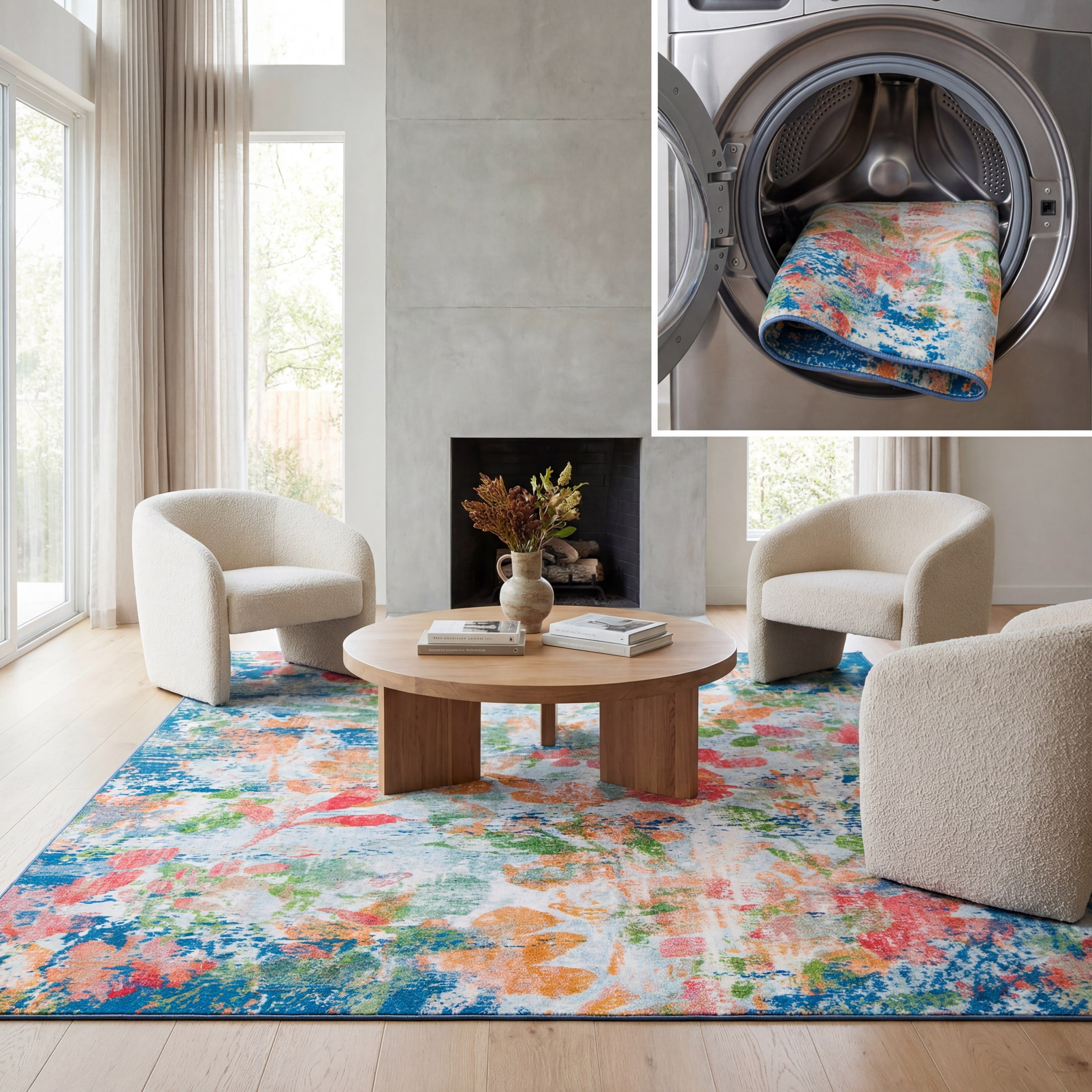 時間の伸長/Time Stretch アーティストプルーフ 油彩ペイント SAFAVIEH Paint Brush Mabelle Abstract Area Rug, Navy/Orange, 8'9