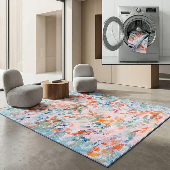 SAFAVIEH Paint Brush Reanna Floral Area Rug, Blush Pink/Green, 8'9" x 12'