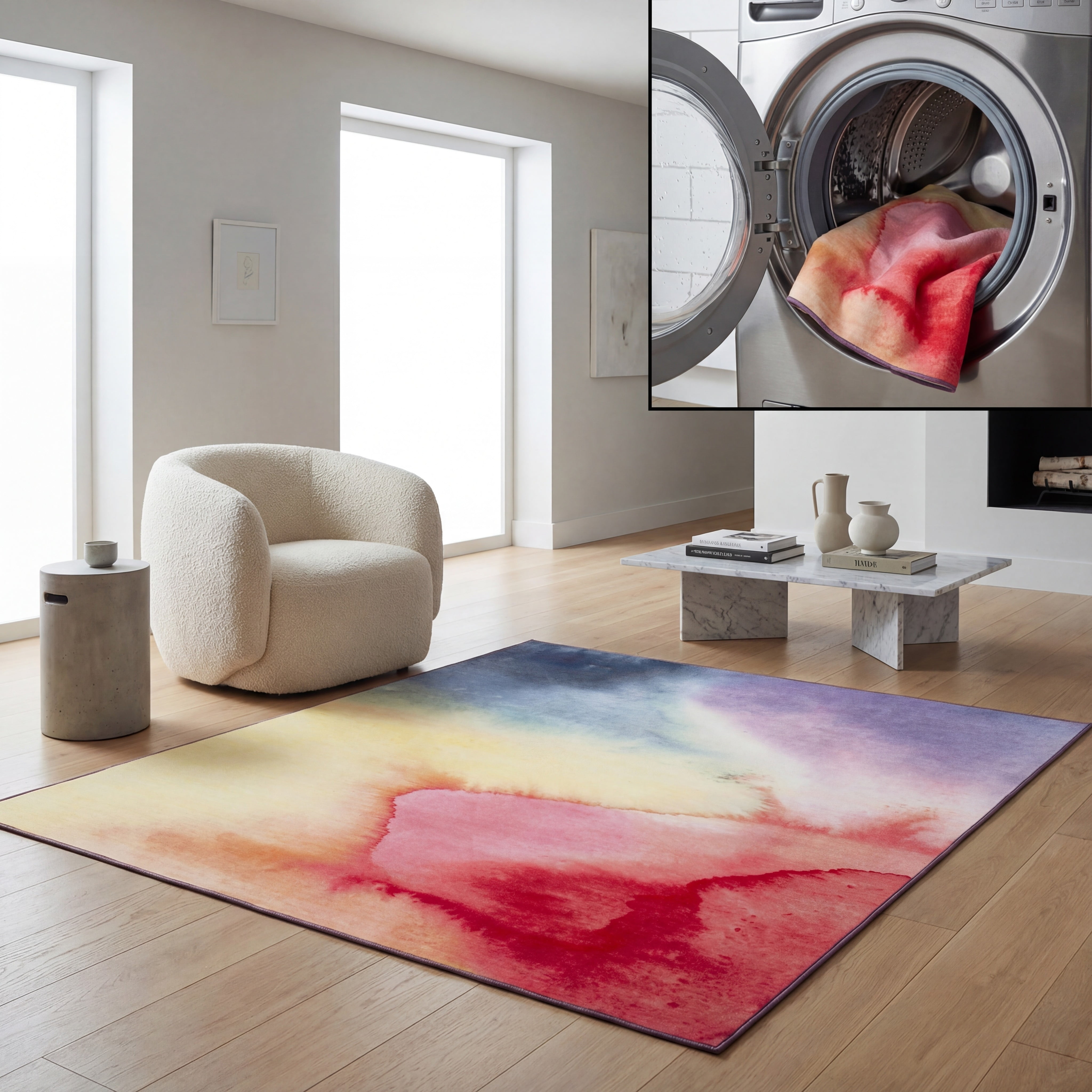 SAFAVIEH Painted Brush Barclay Novelty Area Rug, Fuchsia/Yellow, 5'1" x 7'6"
