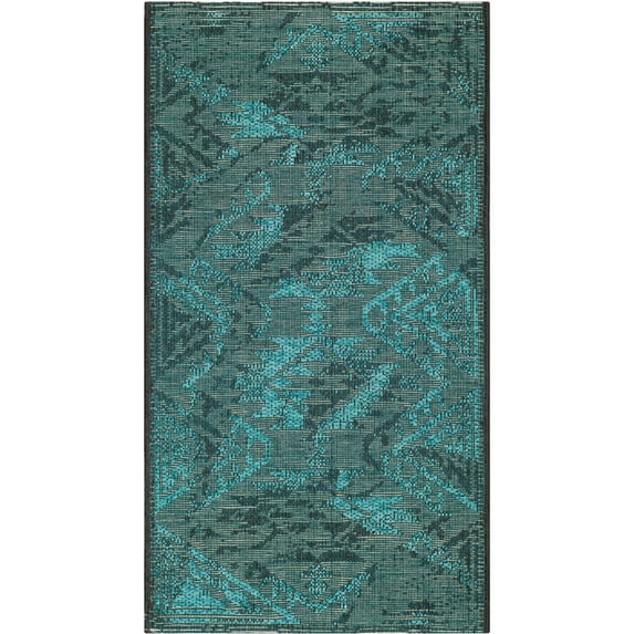 SAFAVIEH Palazzo Anuki Euro style Area Rug, Black/Turquoise, 2'6" x 5'