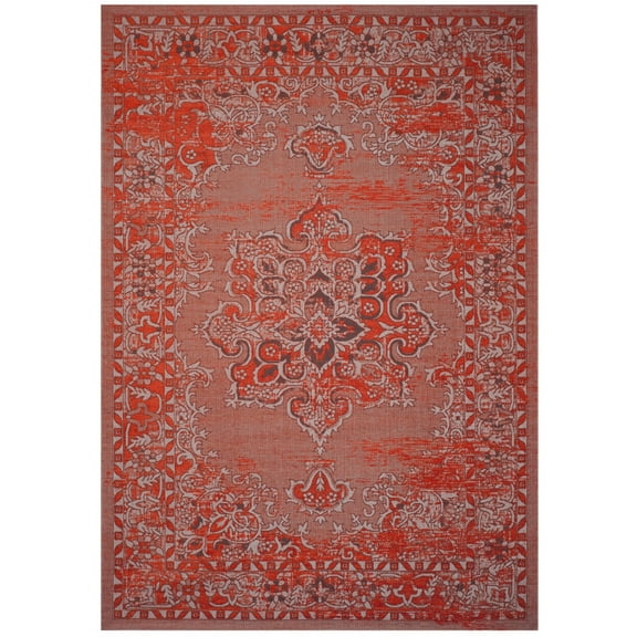 SAFAVIEH Palazzo Teague Traditional Area Rug, Orange/Light Grey, 5' x 8'
