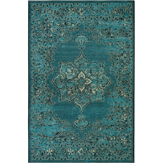 SAFAVIEH Palazzo Teague Traditional Area Rug, Turquoise/Black, 4' x 6'