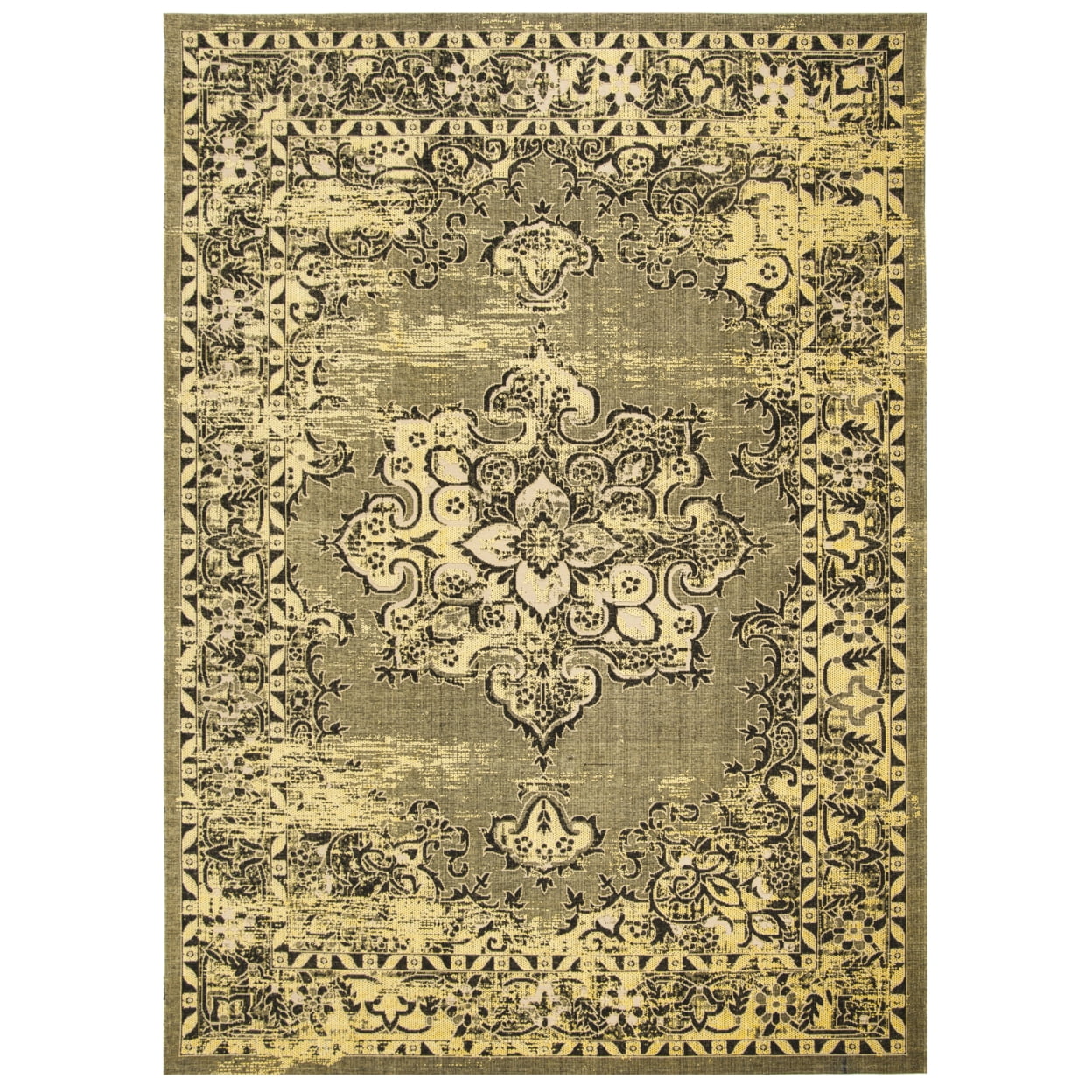 SAFAVIEH Palazzo Teague Traditional Area Rug, Yellow/Black, 4' x 6'