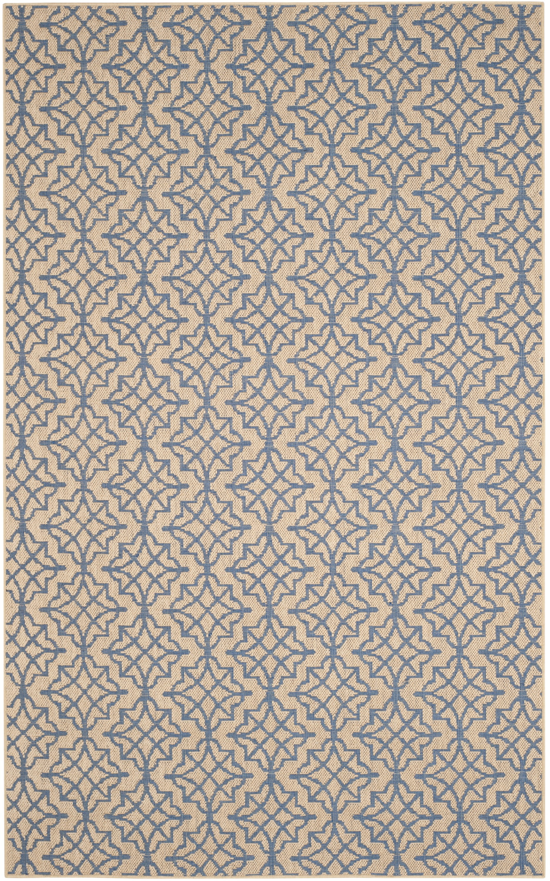 Handmade Blue and Natural Geometric Synthetic 5' x 8' Area Rug