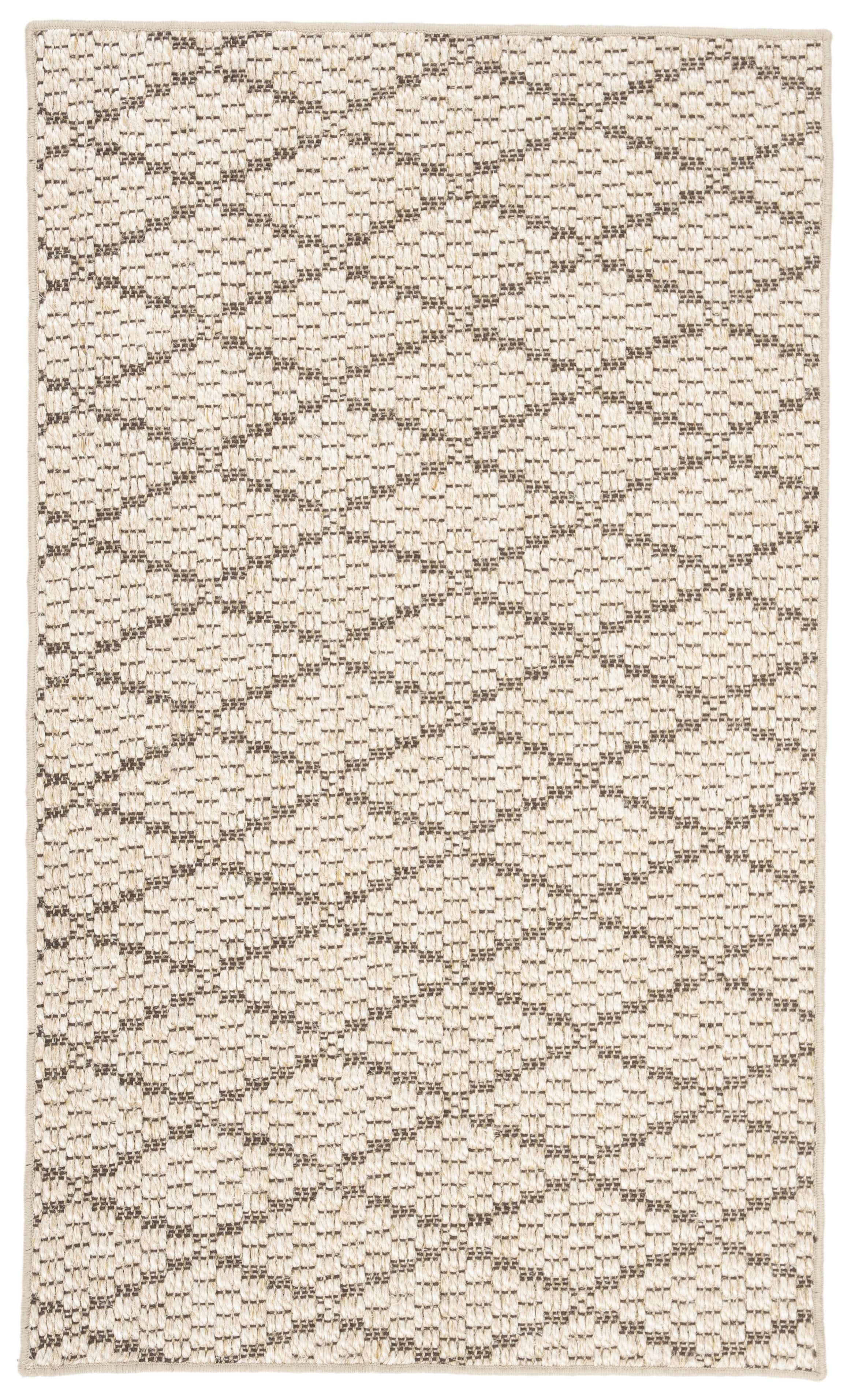 Beige and Brown Geometric Sisal Rectangular Area Rug, 3' x 5'