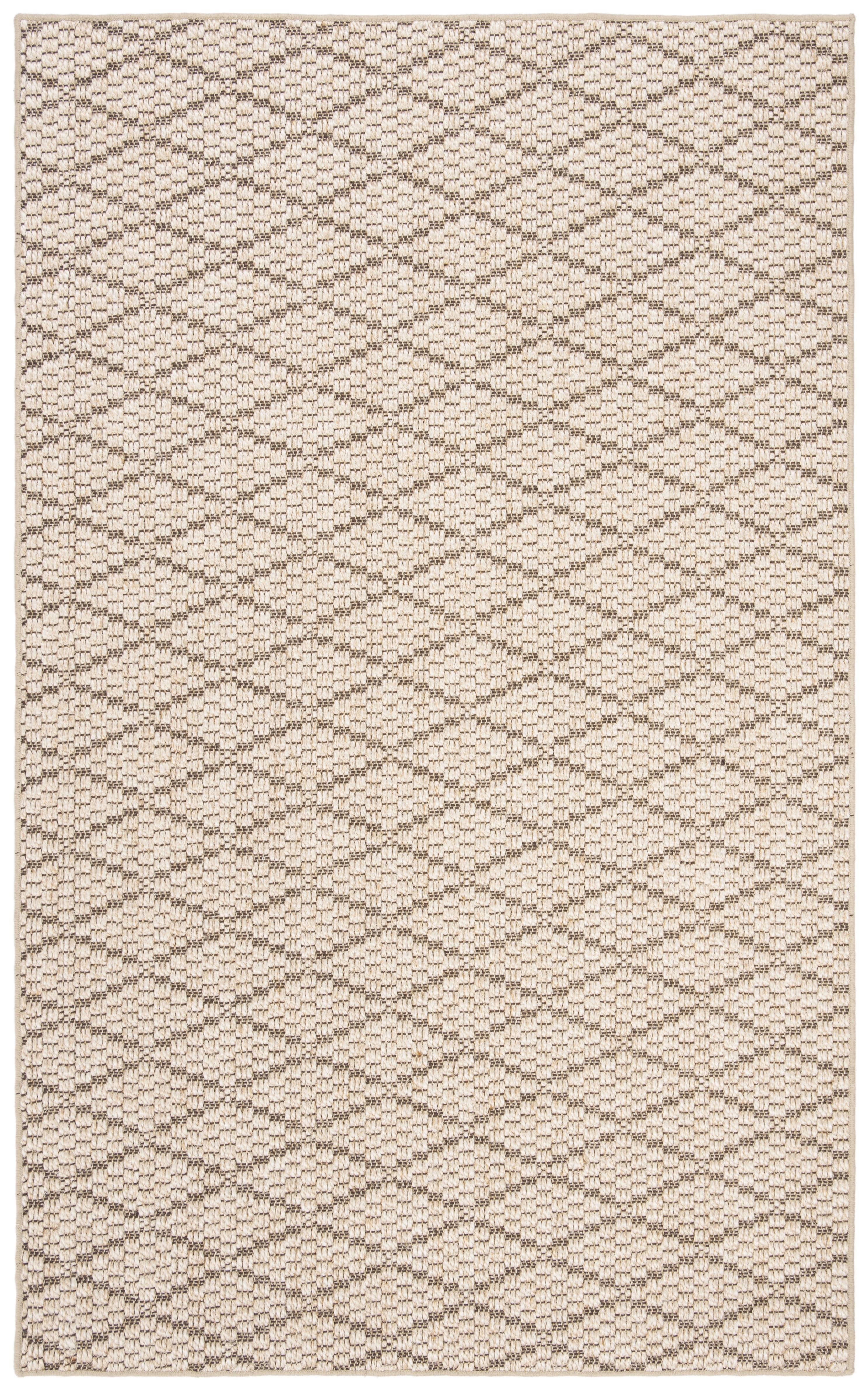 Beige and Brown Geometric Sisal Area Rug, 5' x 8'