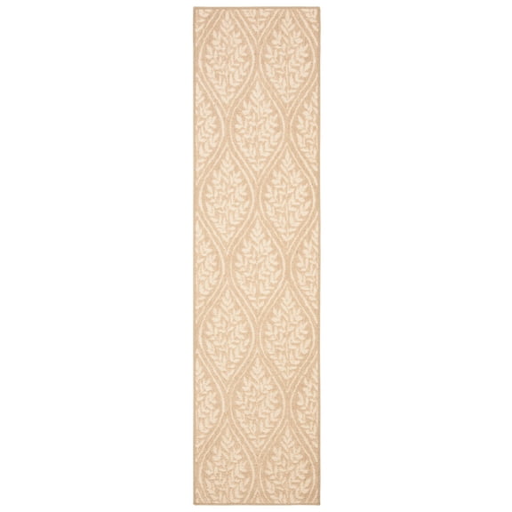 SAFAVIEH Palm Beach Cabrail Damask Runner Rug, Sand/Natural, 2' x 8'
